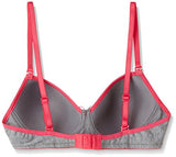Amante Women's Padded Non Wired Bra (BRA50201_Grey Marle-Neon Pink_32B)
