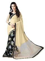 Glory Sarees Women's Georgette Saree (vn17_beige and black)