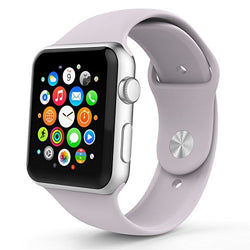 BRG Soft Silicone Replacement Sport Strap with Pin-and-Tuck for Apple Watch 38mm Series 1 Series 2 Models - M/L Lavender
