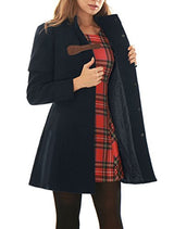 Allegra K Women Buckle fastening Worsted Caped Flare Long Coat Blue S