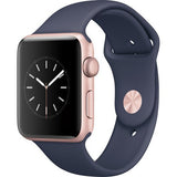 Apple Watch Series 2, 42mm Rose Gold Aluminum Case with Midnight Blue Sport Band