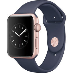 Apple Watch Series 2, 42mm Rose Gold Aluminum Case with Midnight Blue Sport Band