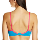 Amante Padded Nonwired Demi Cup Bra (BRA24201SEA BLUE-NEON PINK34C_Sea Blue and Neon Pink_34C)