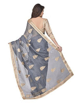 Oomph! Women's Cotton Sarees Party Wear/Fancy Cotton Sarees/Embroidered Cotton Sarees - Porpoise Grey