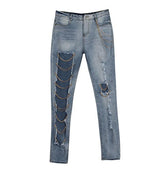 Elevin(TM)Women Hole Ripped Distressed Slim Boyfriend Denim Jeans Pants Trousers (XL)