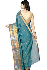 Chandrakala Women's Banarasi Cotton Silk Saree(Turquoise)