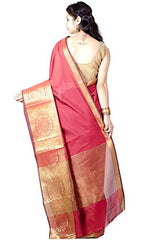 Chandrakala Women's Faux Banarasi Silk Saree (9132_Red)