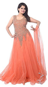 Sky Global Women's Net Embroidered Semi-Stitched Gown (Unstitched) (Sky_Gown_1001)