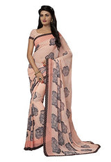 Ishin Women's Georgette Saree (Ishinsb-8333_Pink &amp; Black)
