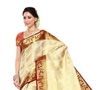 Mimosa Women's Traditional Art Silk Saree Kanchipuram Style, color :Off White(3247-201-HEHT-MRN)