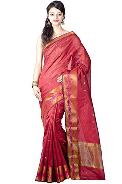 Chandrakala Women's Banarasi Cotton Silk Saree(Red)