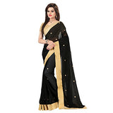 Glory Sarees Women's Gerogette Saree(vgblack_black)