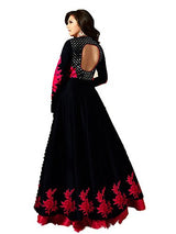 Royal Export Women's Bangalori Silk Black and Red Anarkali Semi-Stitched Salwar Suit