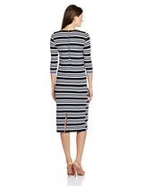Chemistry Women's Cotton A-Line Dress (C16-215KDLDR_Broad Stripes_Large)