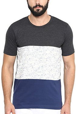 Colors Couture Three Panel Half Sleeves Slim Fit Round Neck Printed Cotton T-Shirt for Men