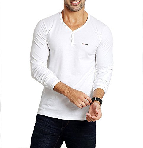 Rodid Solid Men's V-neck White T-Shirt (B-RODTSY-W-L)