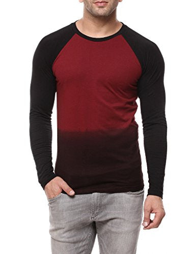 Gritstones Maroon/Black Full Sleeve Round Neck Raglan Tshirt GSFSRGLNOMB1288MRNBLK_M