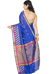 Chandrakala Women's Banarasi Cotton Silk Saree(Blue)