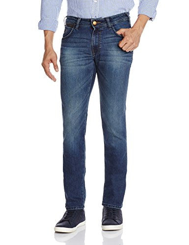 Wrangler Men's Leather Facing Relaxed Fit Jeans (8907222411602_WRJN5976_36W x 33L_Dusty Blue)