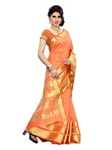 Mimosa Women Tussar Silk Saree With Plain Blouse (Orange ,3152-2069-TUS-ORNG)