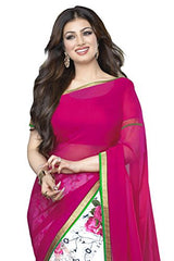 Trendz Women's Georgette Half &amp; Half Saree (TZ_Rose_Aayesha_Pink)