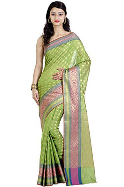 Chandrakala Women's Banarasi Cotton Silk Saree(Green)