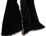 SOURBH Women's Faux Georgette Mirror Border Saree (1023_Black)