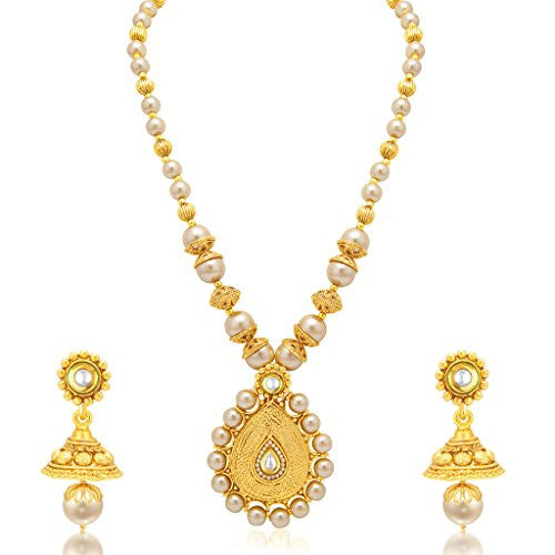 Sukkhi Wavy Gold Plated Necklace Set For Women