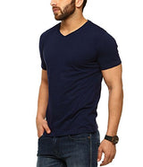 Tripr Men's V-Neck Tshirt Navy Blue(Medium)