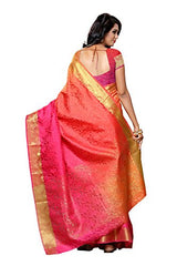 Mimosa By Kupinda Women's Tusser Silk Saree Kanjivaram Style Color :Multi (3430-2037-3D-RNI-STB-PCH)