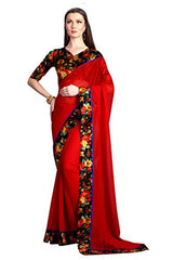 Glory Sarees Ethnic Wear Women's Gerogette Saree(redberry101_red)