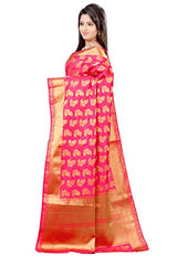 Mimosa Women's Tassar Silk Saree (2056-STRABERRY_STRABERRY)