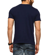 Tripr Men's V-Neck Tshirt Navy Blue(Medium)