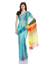 Satya Paul Saree With Blouse Piece (SY519-0387_Aqua and Sea Green)