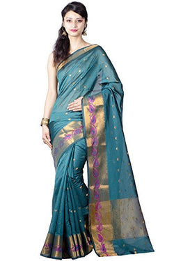 Chandrakala Women's Banarasi Cotton Silk Saree(Green)
