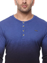 Gritstones Royal Blue Full Sleeve Henley Round Neck T Shirt GSFSHNLYOMB1123RBLU_M
