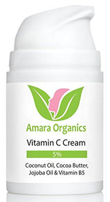 Amara Organics Vitamin C Cream for Face with Coconut Oil, Cocoa Butter & Jojoba Oil, 1.7 fl. oz.