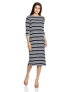 Chemistry Women's Cotton A-Line Dress (C16-215KDLDR_Broad Stripes_Large)