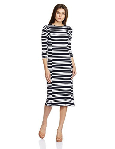 Chemistry Women's Cotton A-Line Dress (C16-215KDLDR_Broad Stripes_Large)