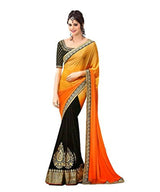 Glory Sarees Women's Georgette Saree (nakkashi2022_Orange and Black)