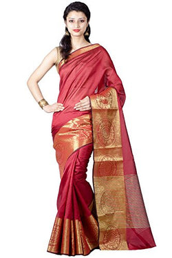 Chandrakala Women's Faux Banarasi Silk Saree (9132_Red)