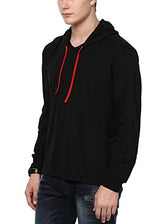 Style Shell Men's Hooded Full Sleeve Cotton T-Shirt (X-Large, Black)