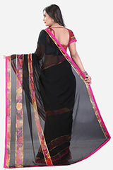 Glory Sarees Women's Gerogette Saree(vn20_Black)