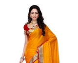 Mimosa Women'S Creap Silk Saree With Blouse,Color:Gold(3200-2077-MGLD-RMRN)