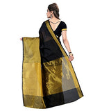 Glory Sarees Women's Cotton Saree (jari103_black and gold)