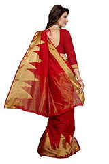 Binal Fashion Self Design Women Red Cotton Silk Saree