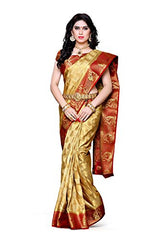 Mimosa Women's Traditional Art Silk Saree Kanjivaram Style With Blouse Color:Chiku(3299-224-CKU-MRN )
