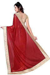Livie Women's Art Silk Sarees Party Wear/Fancy Art Silk Sarees/Embroidered Art Silk Sarees - Ruby Red