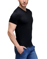 Scott Men's Premium Biowash Cotton V Neck T-shirt - Black - BSHV4_M