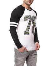 Gritstones Men's Black/White Full Sleeve Round Neck Raglan Cotton Tshirt Gsfsrgln1288Blkwht_Xl